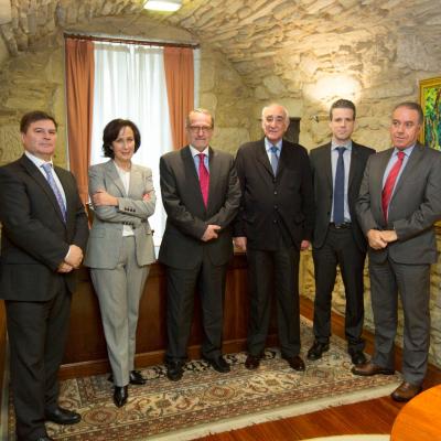 Los miembros del Patronato de Fundación Inade y el Director de la Cátedra, recibidos por el Presidente de la Patronal gallega